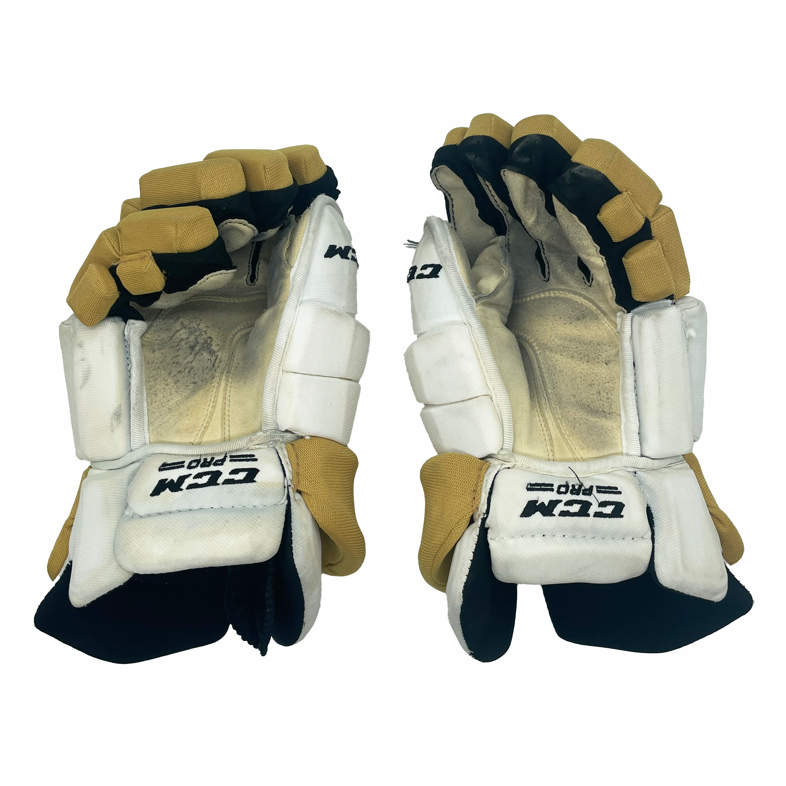 CCM HGTKPP - Gant de hockey d'occasion NHL Pro Stock - Golden Knights de Vegas (blanc/or)